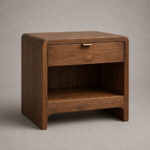 Nerina Sculpted Walnut Bedside Table