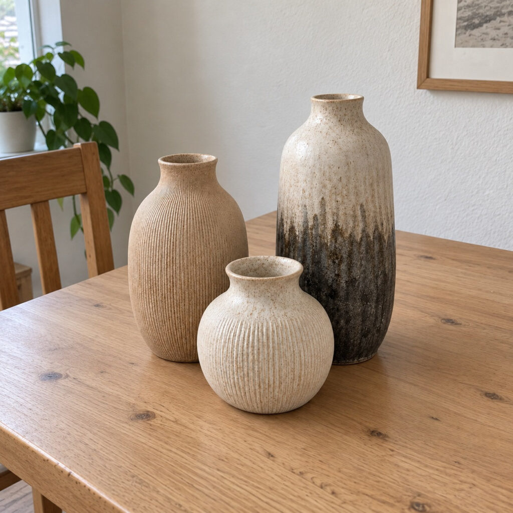Paloma Textured Stoneware Vases — Set of 3