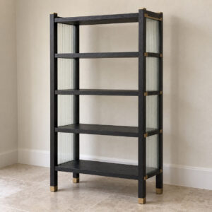 Bellamy Oak Veneer and Reeded Glass Shelf