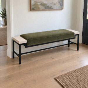 Kensington Marble and Velvet Entry Bench