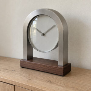 Montreux Steel Mantel Clock with Walnut Base